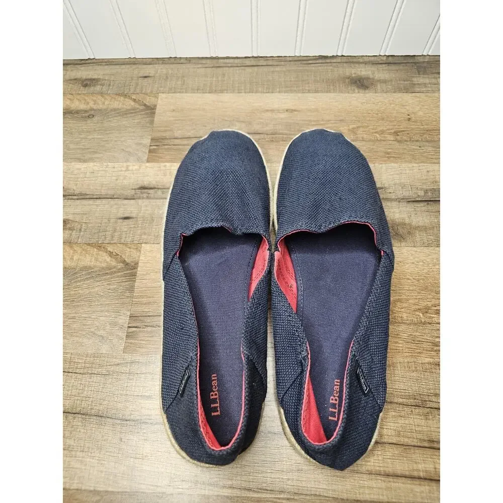 L.L Bean Women's‎ Espadrilles Blue Canvas Slip-on Flats Size 11 Hemp Rope New